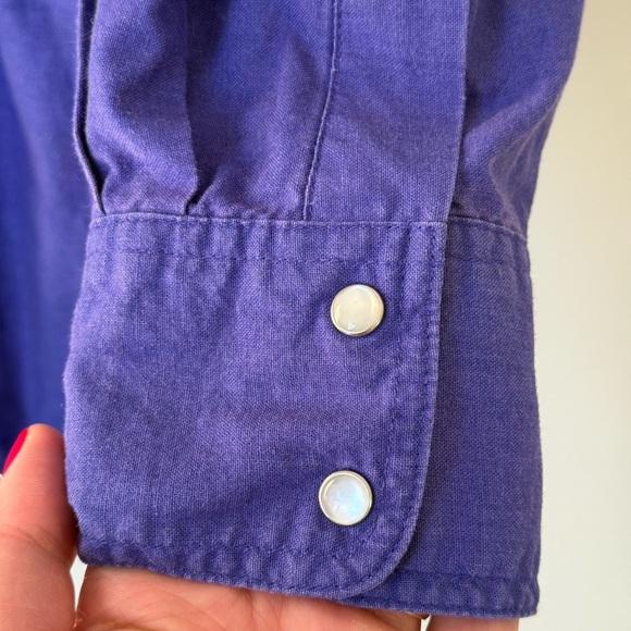 Vintage ASH CREEK Western Snap Button Up Shirt Purple 80s 90s Size L XL - Picture 4 of 6